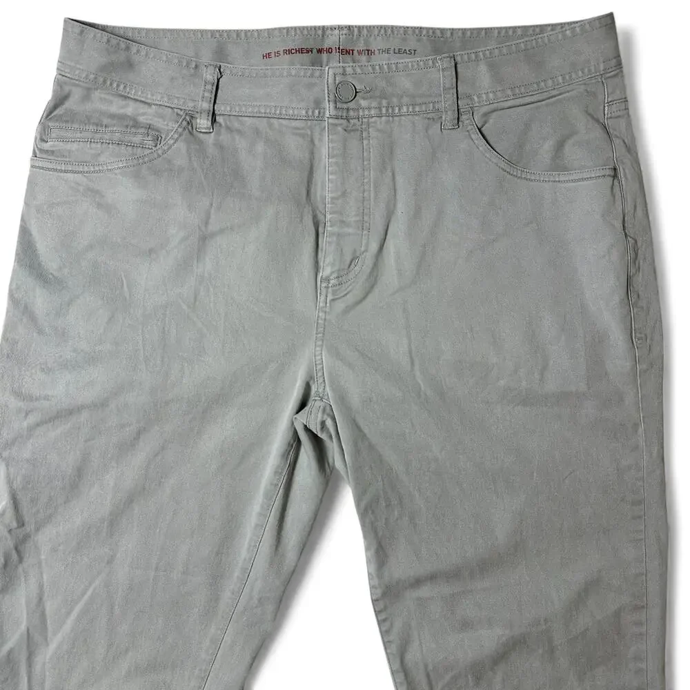 Rhone Everyday Twill 5-Pocket Pants Mens Actual Size 37x28 Gray Chino Slim Fit